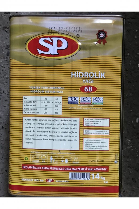 68 Numara Hidrolik Yağı - Resim 2