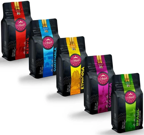 Anisah Dünya Filtre Kahve Çekirdek Set 5 x 250 gr ürün görseli 1