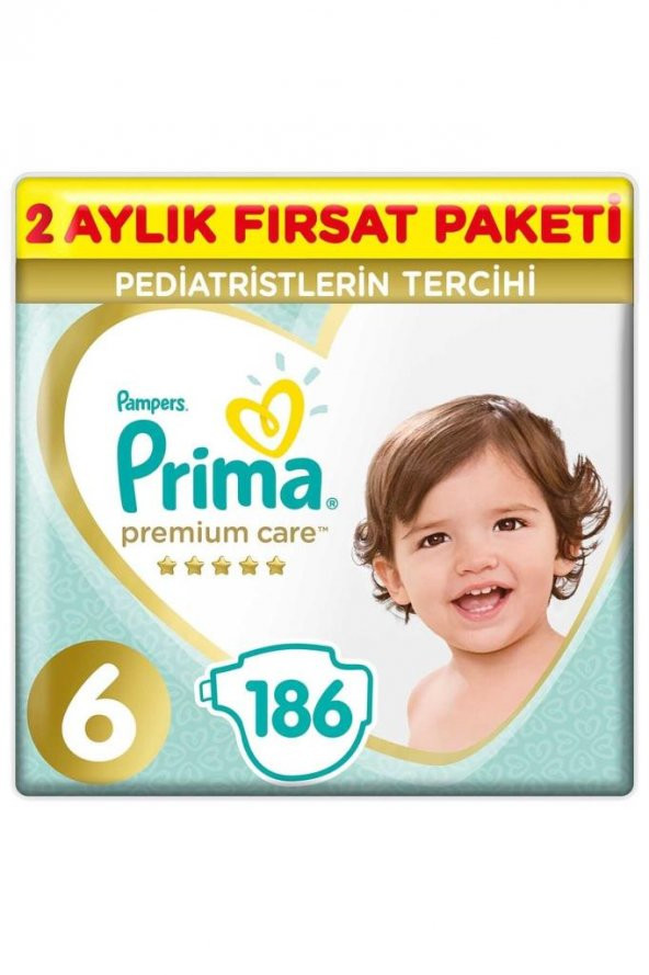 Prima Premium Care Bebek Bezi 6 Beden 186 Adet 2 Aylık Fırsat Paketi ürün görseli 1