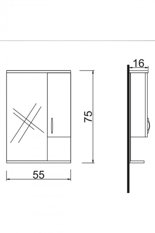 DENKO Akyazı 55 cm Mdf Lam Banyo Dolabı Üst Modül - Resim 2