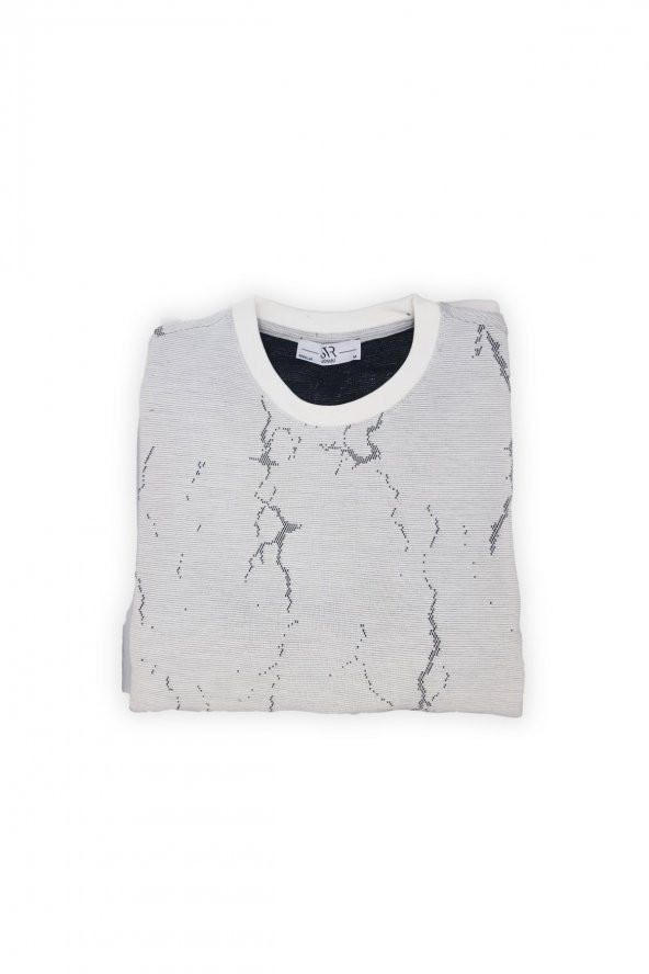 SÜVARİ MERMER DESEN RAHAT KALIP SWEATSHİRT - Resim 4