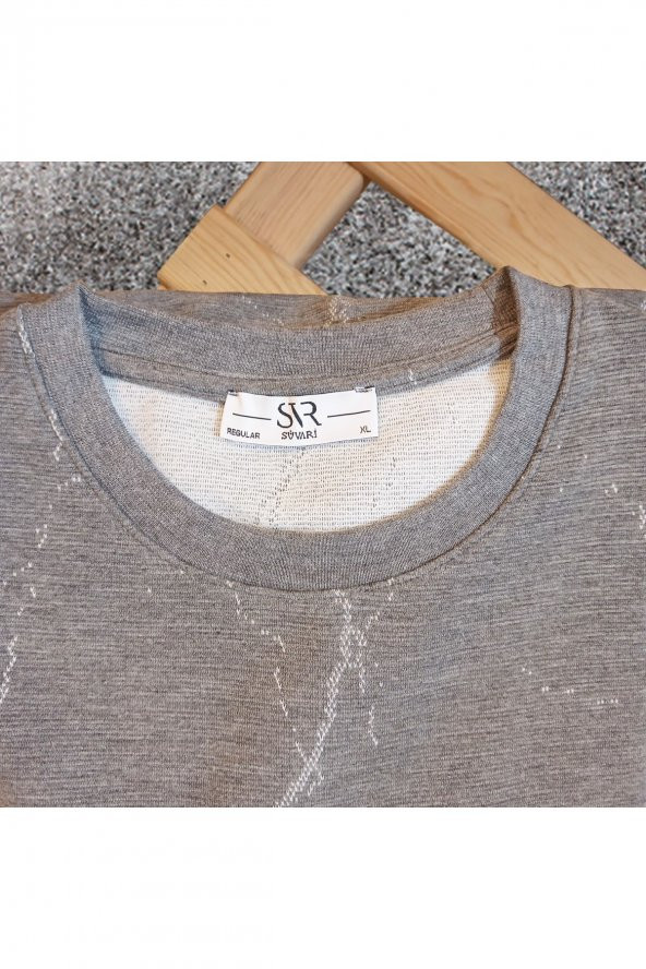 SÜVARİ MERMER DESEN RAHAT KALIP SWEATSHİRT - Resim 6