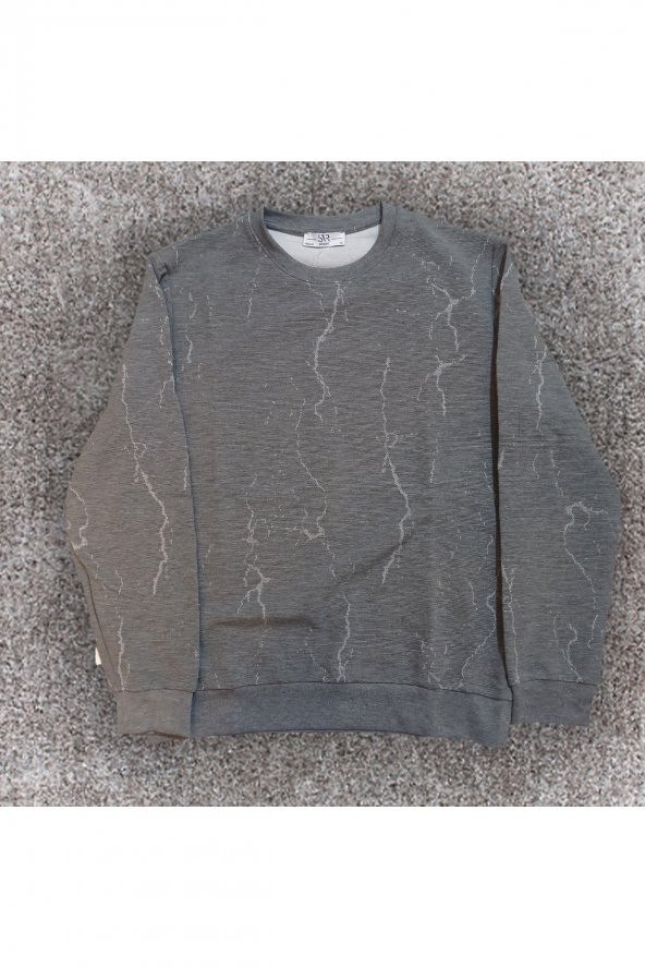 SÜVARİ MERMER DESEN RAHAT KALIP SWEATSHİRT - Resim 10