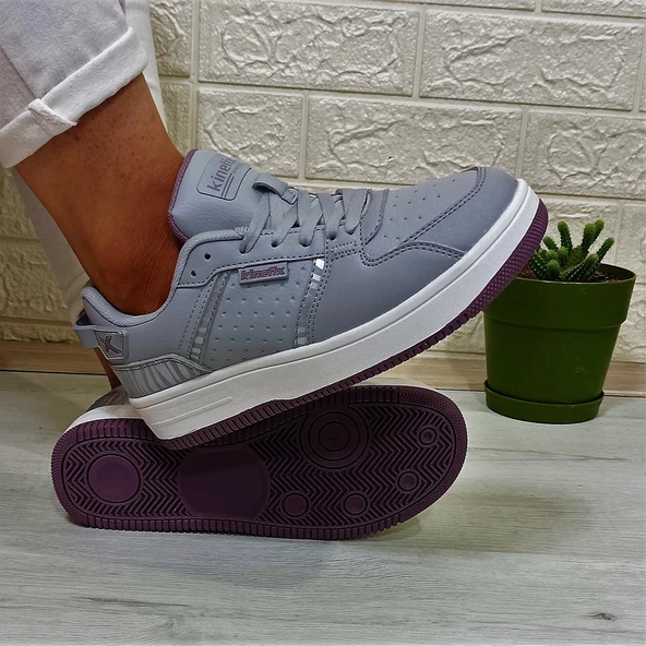 Kinetix Enner Pu Gri-Beyaz-Gülkurusu Fuspetli  Sneaker Spor Ayakkabı ürün görseli 1