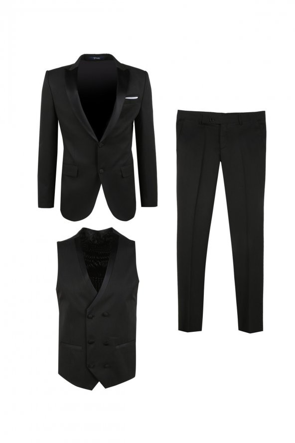 Süvari Normal Bel Slim Fit Siyah Erkek Takım Elbise TK3000400224 ürün görseli 1