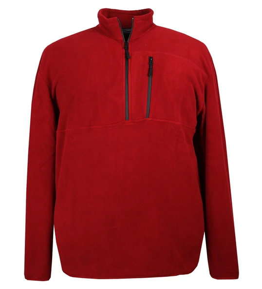Erkek Büyük Beden Yarım Fermuarlı Polar Sweat Kırmızı ürün görseli 1
