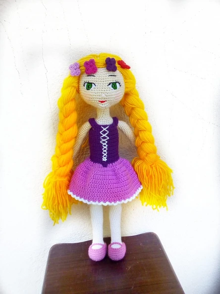 Sevimli Rapunzel Bebek Amigurumi Organik Oyuncak ürün görseli 1
