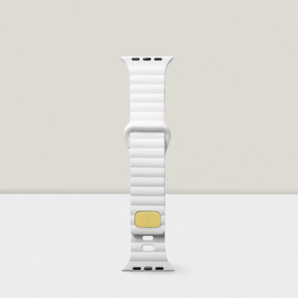 Cosmostech Akıllı Saat Watch için Uyumlu 42MM 44MM 45MM 49MM 1/2/3/4/5/6/se/7/8/ultra Silikon Kordon ve Kayışı Dalgalı Şerit Tasarım Beyaz ürün görseli 1