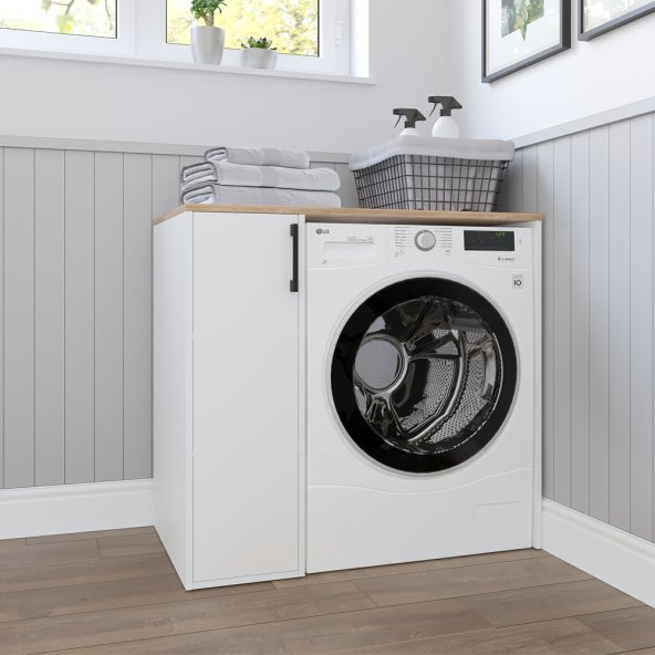 Teta Home Çamaşır Makinesi Dolabı Trend Atlantik Çam-Beyaz ürün görseli 1