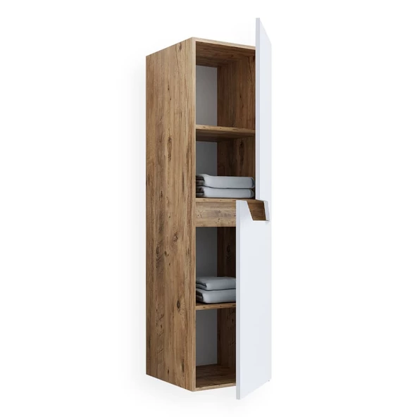 Teta Home Napoli MDF Banyo Boy Dolabı  Atlantik Çam-Beyaz ürün görseli 1