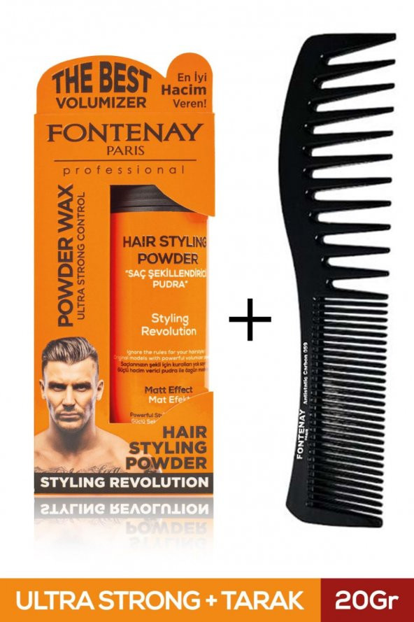 FONTENAY SAÇ ŞEKİLLENDİRİCİ PUDRA TOZ WAX ULTRA STRONG TURUNCU 20GR + ŞEKİL TARAK 2Lİ SET ürün görseli 1