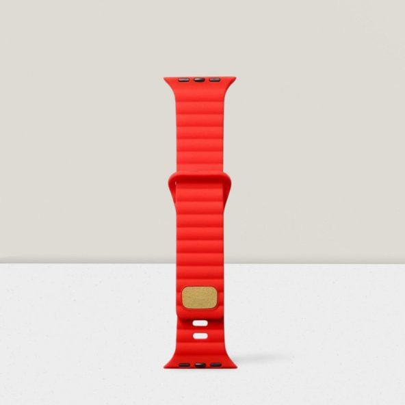 Cosmostech Akıllı Saat Watch için Uyumlu 42MM 44MM 45MM 49MM 1/2/3/4/5/6/se/7/8/ultra Silikon Kordon ve Kayışı Dalgalı Şerit Tasarım Kırmızı ürün görseli 1