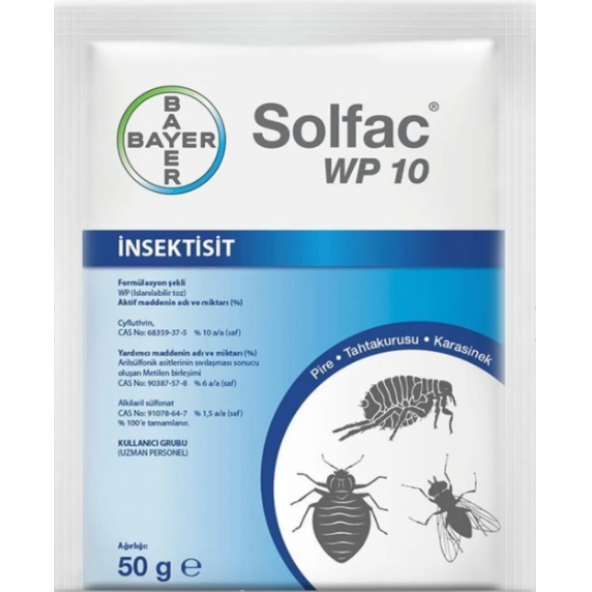 Bayer Solfac Wp 10 Tüm Haşereler Için Toz Böcek Ilacı ürün görseli 1