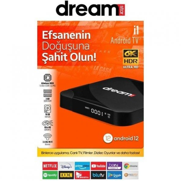 Dreamstar I1 Android Tv Box 2gb Ram 16GB Hafıza Android 12 ürün görseli 1