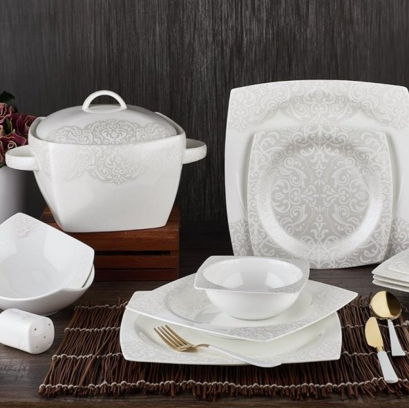 Aryıldız Yemek Takımı 60 Parça Square Porselen 45004 ürün görseli 1