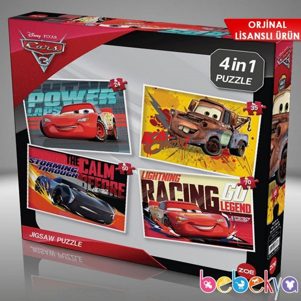 Disney Cars Arabalar 4 Adet Yapboz 24-35-54-70 Parçalı 4 ü 1 Arada Puzzle ürün görseli 1