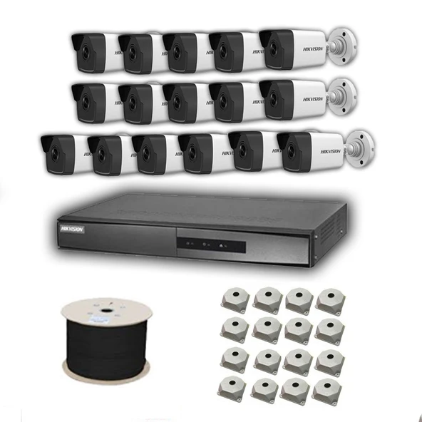 Hikvision 4mp Mikrofonlu 16 Kameralı Tak Çalıştır Hazır IP Kamera Seti Hard Disk Yoktur ürün görseli 1