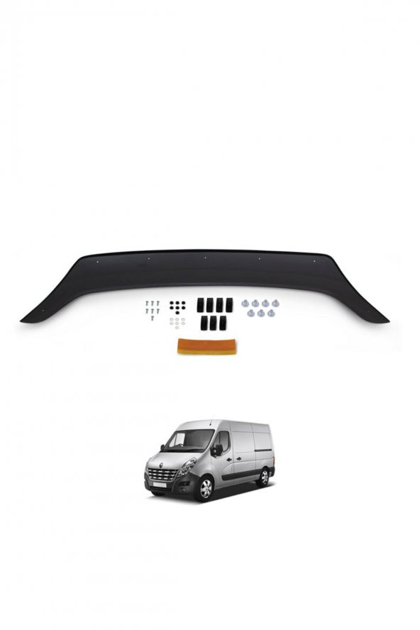 EUROCAP Renault Master Ön Kaput Koruma Rüzgarlığı 3mm Akrilik (abs) Parlak Siyah Deflektör 2010-2014 ürün görseli 1