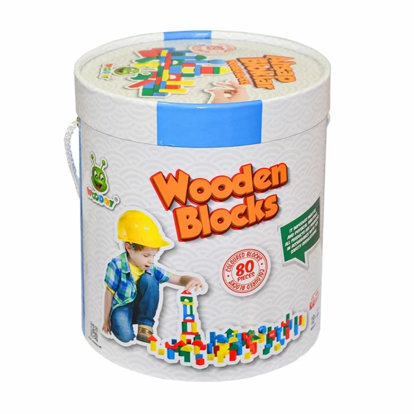 KR014 Woodoy 80 Parça Büyük Kovalı Bloklar ürün görseli 1