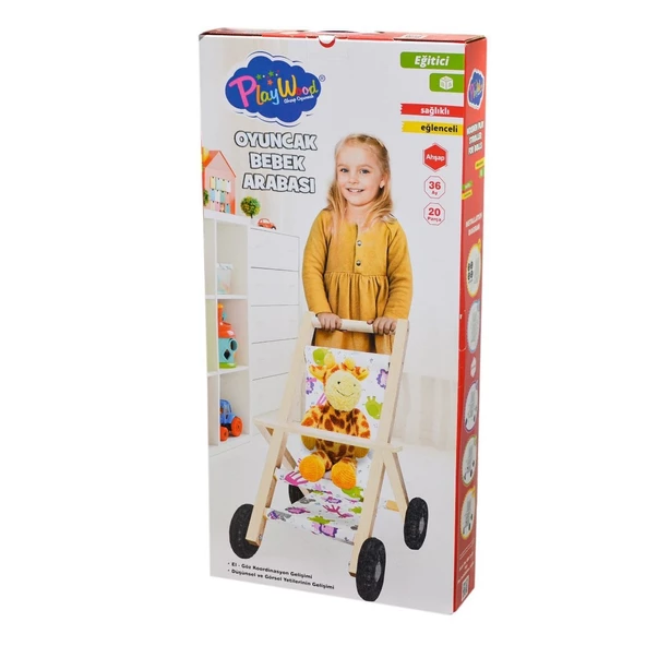 ONY-386 Ahşap Oyuncak Bebek Arabası -Onyıl ürün görseli 1