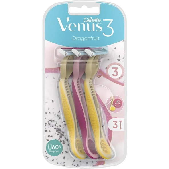 Gillette Venus3 Dragonfruit 3'lü Kullan At Tıraş Bıçağı 4 Adet ürün görseli 1