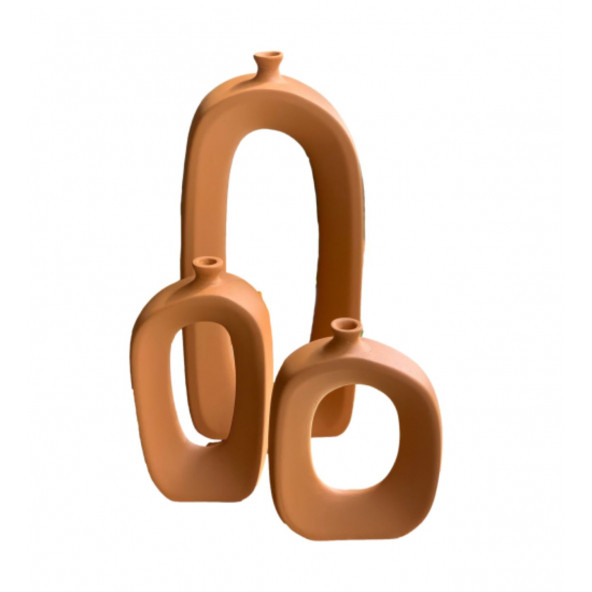 ÜÇLÜ OVAL VAZO SET VZ258-2 - Resim 2