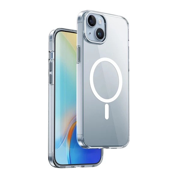 Vendas iPhone 15 Uyumlu Victor Serisi Magsafe Şarj Özellikli Renkli Kamera Çerçeveli Şeffaf Silikon Kılıf ürün görseli 1