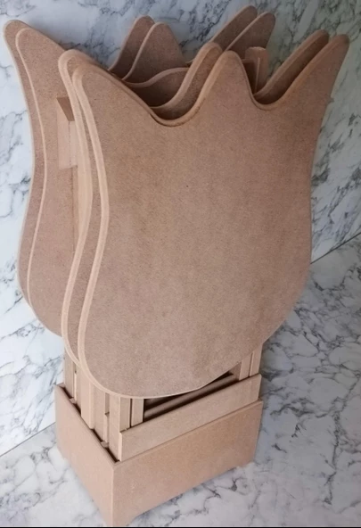 Zigon Çanta 90225 kalpli Sehpa Dörtlü HAM Model Ahşap MDF HAM CNC Kesim El Yapım ürün görseli 1