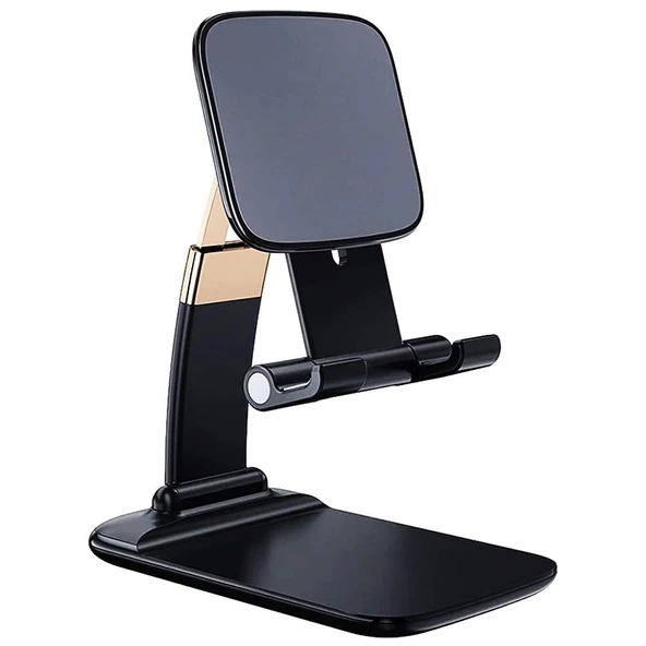 Gold Seri Katlanabilir Masaüstü Telefon ve Tablet Standı Siyah ürün görseli 1