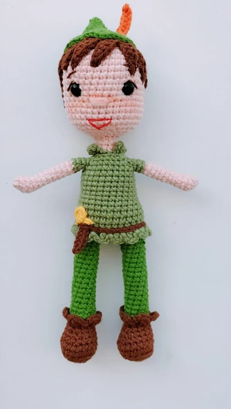 Minyatür Peter Pan Bebek Amigurumi Organik Oyuncak ürün görseli 1