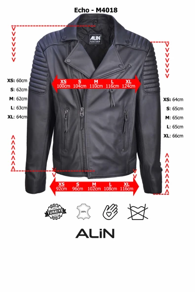 Echo Siyah Biker Deri Hakiki Deri Erkek - Resim 3