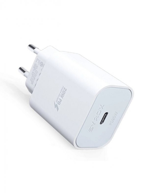 Type-C çıkışlı Adaptör - Syrox PD20B 3.0A Pd 20W Type-C Çıkışlı Hızlı Şarj Adaptörü (Başlık) Beyaz ürün görseli 1