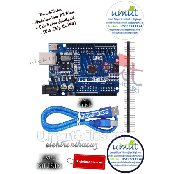 Arduino Uno R3 Ch340 Klon - Usb Kablo Hediyeli-Arduino Uno R3 Smd Ch340 Chip-Klon (Usb Kablo Dahil) ürün görseli 1