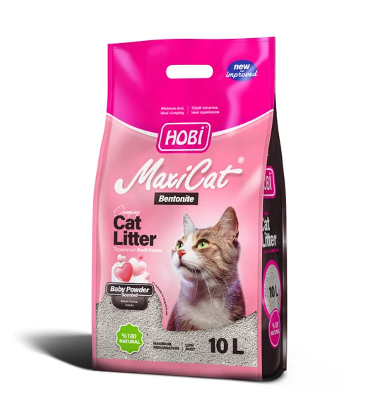Hobi Maxicat Bebek Pudralı Bentonit Kedi Kumu 10 Litre ürün görseli 1