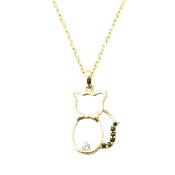 Kedili Topaz Taşlı Altın Kolye ürün görseli 1