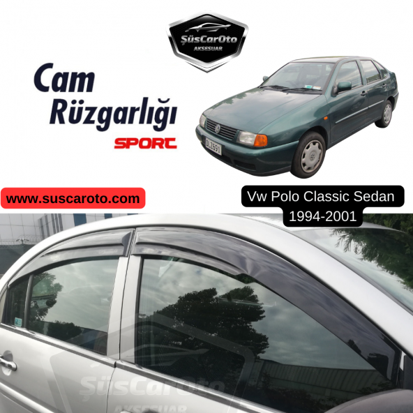 Vw Polo Classic Sedan 1994-2001 Uyumlu Mugen Cam Rüzgarlığı Seti Piano Black 4lü İthal ürün görseli 1