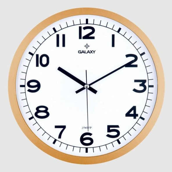 Galaxy 216-3 Serisi Metal Görünümlü Sessiz Akar Duvar Saati 30 cm ürün görseli 1
