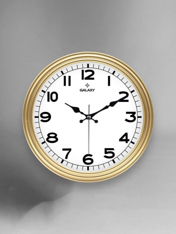 Galaxy 200-A Klasik Kadran Gold Renk Sessiz Akar 30 cm Duvar Saati ürün görseli 1