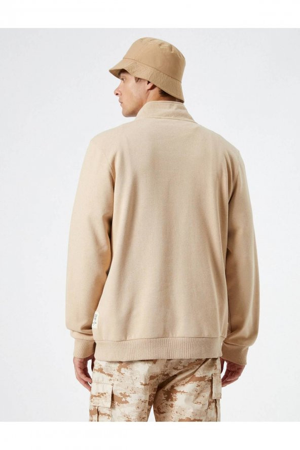 4WAM70126MK Koton Erkek Sweat BEJ - Resim 2