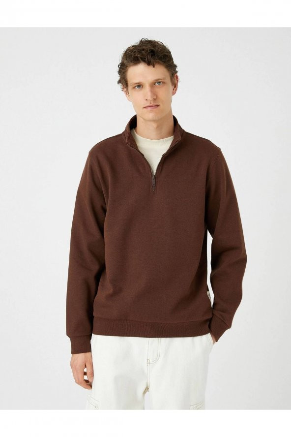 4WAM70126MK Koton Erkek Sweat BEJ - Resim 7