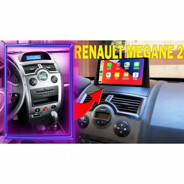 RENAULT MEGANE 2 ANDROİD TEYP ÇERÇEVE (9 INCH) - SOKET - CANBUS - Resim 2