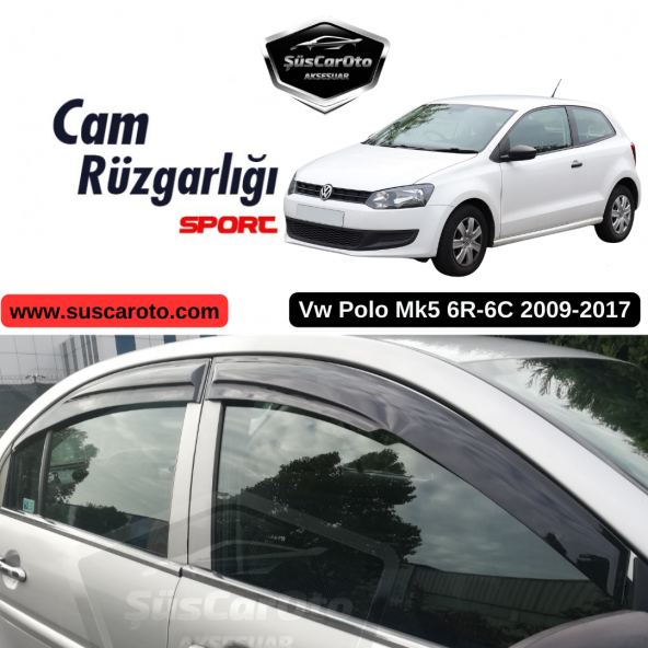 Vw Polo Mk5 6R-6C 2009-2017 Uyumlu Mugen Cam Rüzgarlığı Seti Piano Black 4lü İthal ürün görseli 1