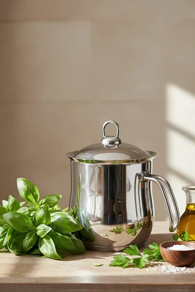 Paslanmaz Çelik 2 Litre Sütlük Sosluk 2 Parça Kapaklı ürün görseli 1