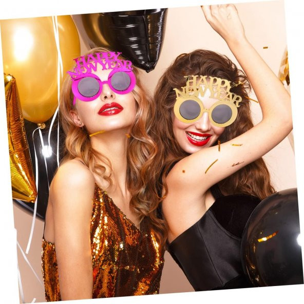 Parti Gözlük Happy New Year Gold - Resim 4
