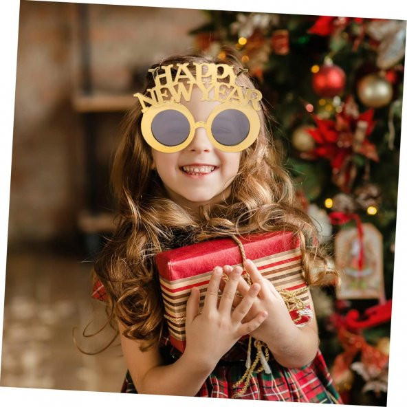 Parti Gözlük Happy New Year Gold - Resim 6