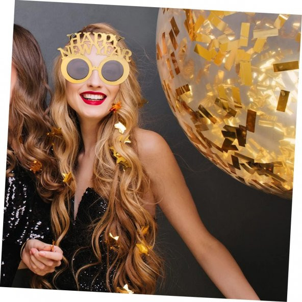 Parti Gözlük Happy New Year Gold - Resim 7