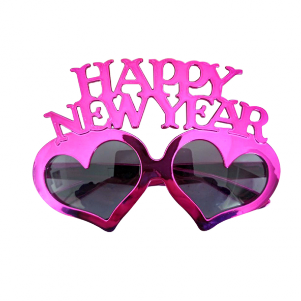 Parti Gözlük Happy New Year Fuşya Kalpli ürün görseli 1