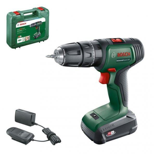 Bosch UniversalImpact 18V Çift Akülü Darbeli Vidalama Matkap (2x1.5Ah + Çanta) 06039D4102 ürün görseli 1