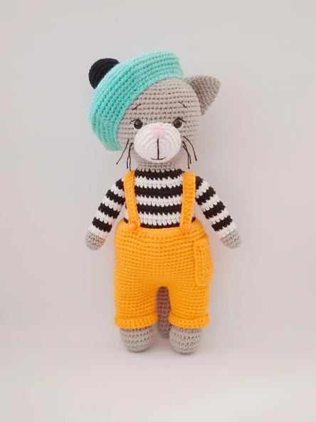 Turuncu Ressam Kedi Amigurumi Organik Oyuncak ürün görseli 1
