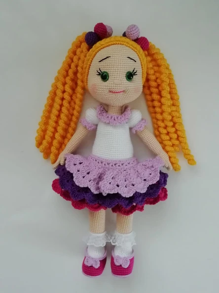 Örgü Saçlı Şirin Şeker Bebek Amigurumi Organik Oyuncak ürün görseli 1